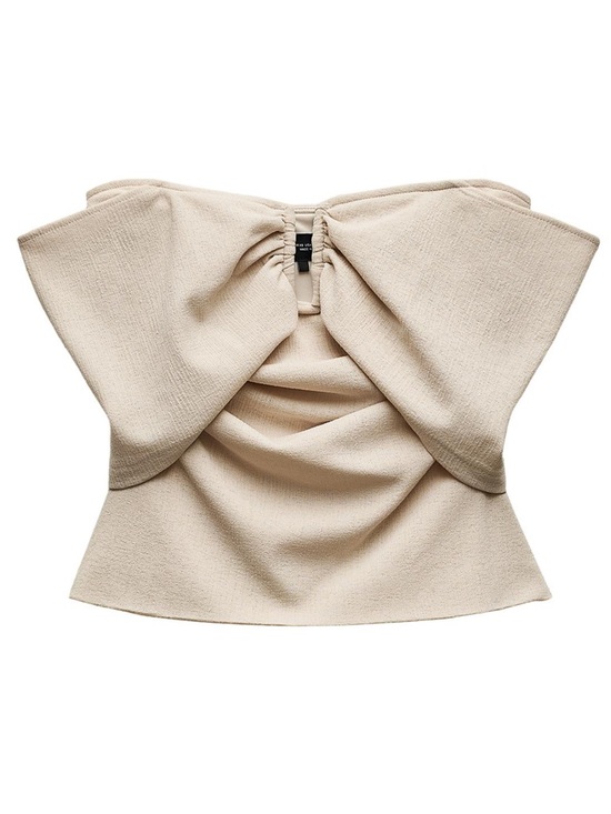 Zara Tops - Zara Cream Strapless Bow-Accent Top